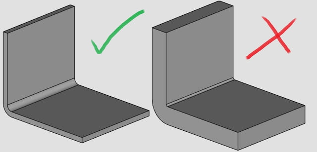 Sheet metal bending inside radius