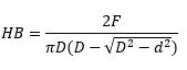 Brinell hardness calculation formula