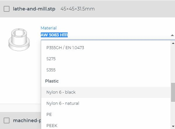 material selection for cnc