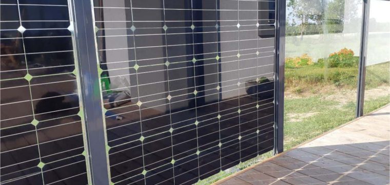 balcony railing with solar panel