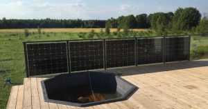 Solar panel railings on balcony